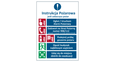  Znak "Instrukcja przeciwpożarowa alarmowa z gaśnicą" Bold 