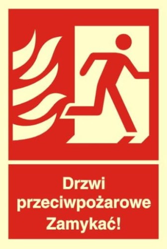 Znak "Drzwi przeciwpożarowe. Zamykać!" Bold