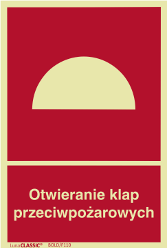 Znak "Otwieranie klap przeciwpożarowych" Bold