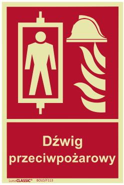 Znak "Dźwig przeciwpożarowy" Bold