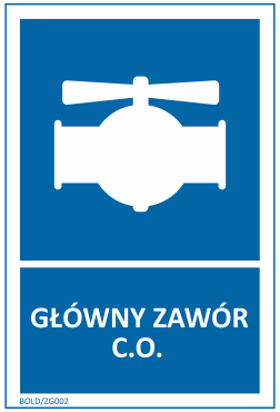 Znak "Główny zawór C.O." Bold