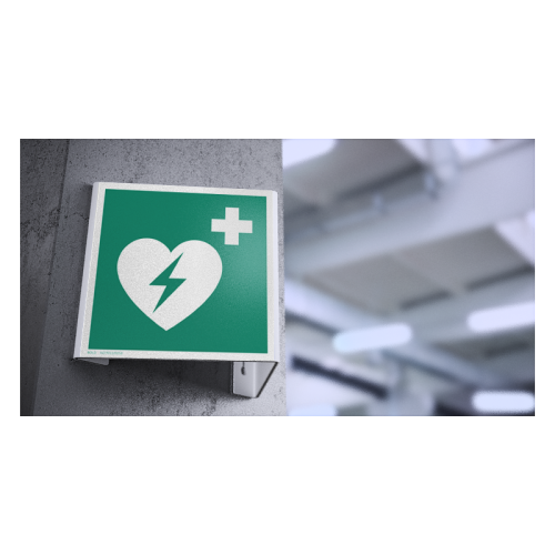 Znak "Defibrylator AED" 3D regulowany dościenny Bold
