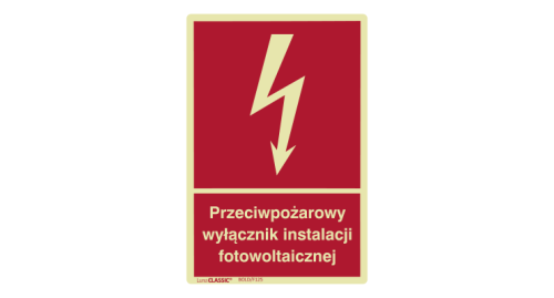 Znak "Przeciwpożarowy wyłącznik instalacji fotowoltaicznej" Bold