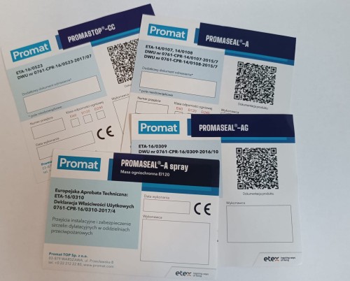 Etykieta naklejka do oznaczania przepustów PROMAT