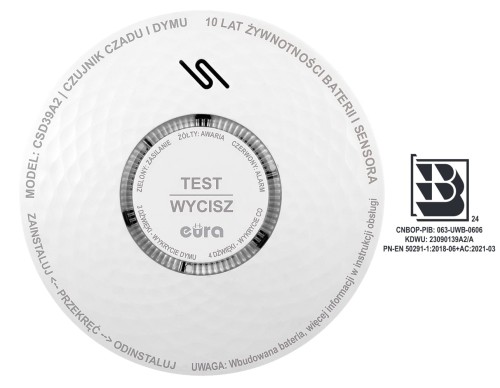 Czujnik czadu i dymu ''EURA'' CSD-39A2
