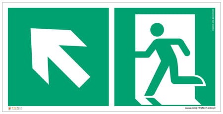 Znak "Kierunek do wyjścia ewakuacyjnego w górę w lewo" Signproject