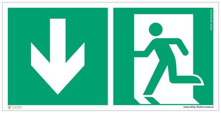 Znak "Kierunek do wyjścia ewakuacyjnego w dół lewostronny"  Signproject 