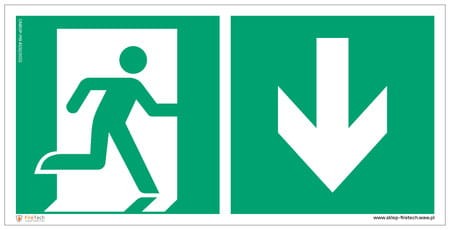 Znak "Kierunek do wyjścia ewakuacyjnego w dół prawostronny"  Signproject 