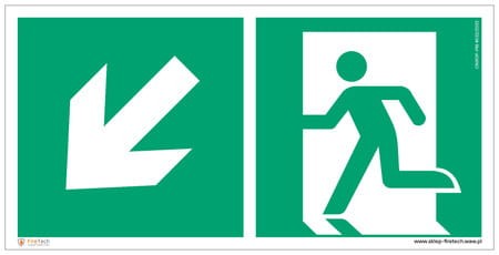 Znak "Kierunek do wyjścia ewakuacyjnego w dół w lewo" Signproject
