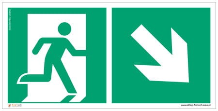 Znak "Kierunek do wyjścia ewakuacyjnego w dół w prawo"  Signproject