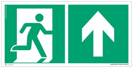Znak "Kierunek do wyjścia ewakuacyjnego w górę prawostronny" Signproject