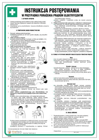 Znak "Instrukcja postępowania w wypadku porażenia prądem elektrycznym"  Signproject 