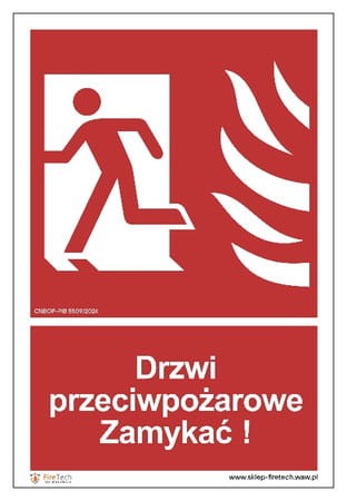 Znak "Drzwi przeciwpożarowe. Zamykać! (w lewo)" Signproject