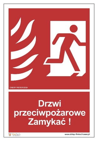 Znak "Drzwi przeciwpożarowe. Zamykać! (w prawo)" Signproject
