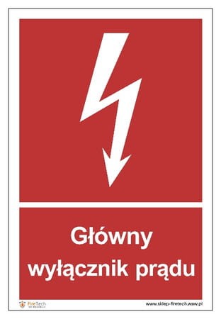Znak ''Główny wyłącznik prądu"  Signproject 