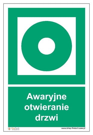 Znak "Awaryjne otwieranie drzwi" Signproject