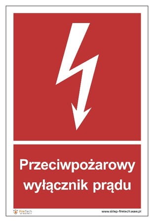Znak "Przeciwpożarowy wyłącznik prądu"  Signproject