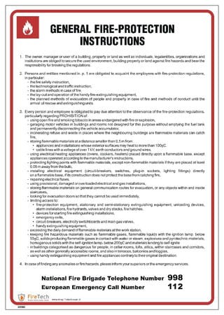 Znak "General Fire Protection instructions. Instrukcja ogólna przeciwpożarowa" Signproject
