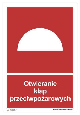 Znak "Otwieranie klap przeciwpożarowych"  Signproject 