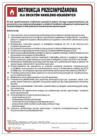 Znak "Instrukcja przeciwpożarowa dla obiektów handlowo-usługowych" Signproject