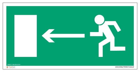 Znak "Kierunek do wyjścia drogi ewakuacyjnej w lewo" Signproject
