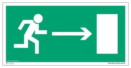 Znak "Kierunek do wyjścia drogi ewakuacyjnej w prawo" Signproject