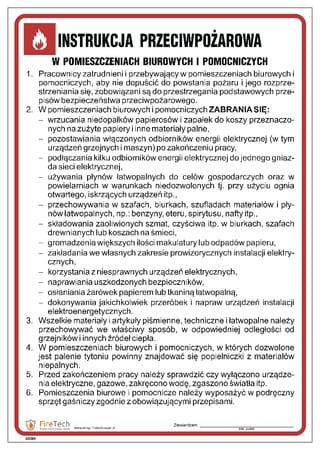 Znak "Instrukcja przeciwpożarowa w pomieszczeniach biurowych i pomocniczych" Signproject