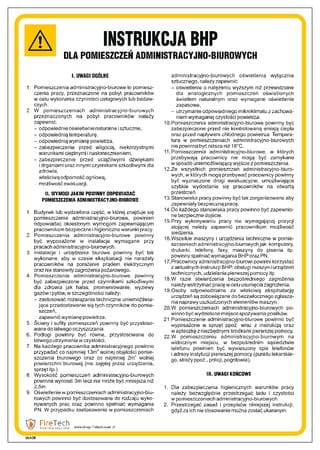 Znak "Instrukcja BHP dla pomieszczeń administracyjno-biurowych"  Signproject