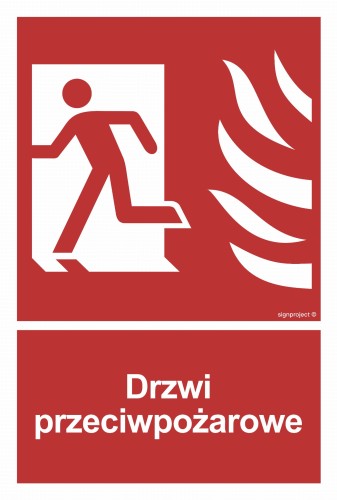 Znak "Drzwi przeciwpożarowe" Lewe Signproject