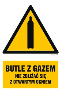 Znak "Butle z gazem - nie zbliżać się z otwartym ogniem"   Signproject 