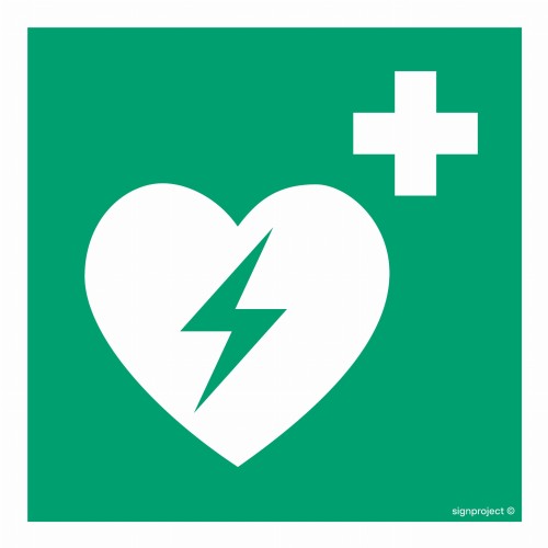 Znak "Defibrylator AED" Signproject