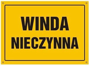 Znak "Winda nieczynna"  Signproject 