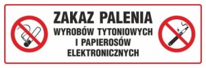 Znak "Zakaz palenia wyrobów tytoniowych i papierosów elektronicznych" Signproject