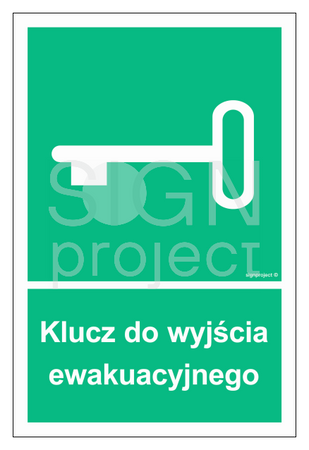 Znak "Klucz do wyjścia ewakuacyjnego" Signproject