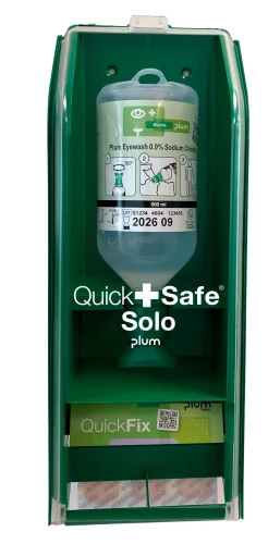 Apteczka ścienna Plum QuickSafe SOLO — 500 ml NaCl + QuickFix Elastic
