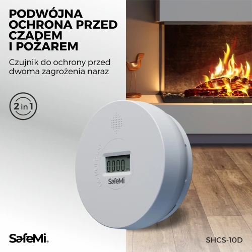 Czujnik czadu i dymu 2w1 SafeMi SHCS-10D