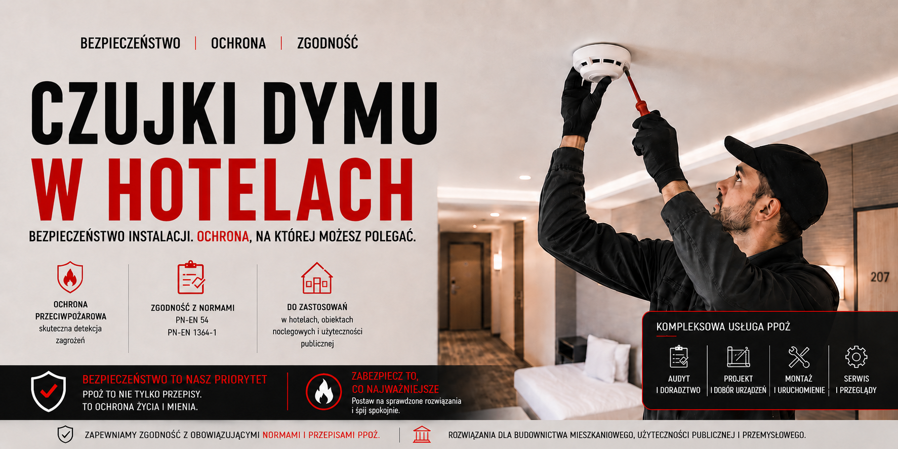 Obowiązek stosowania czujników dymu w hotelach