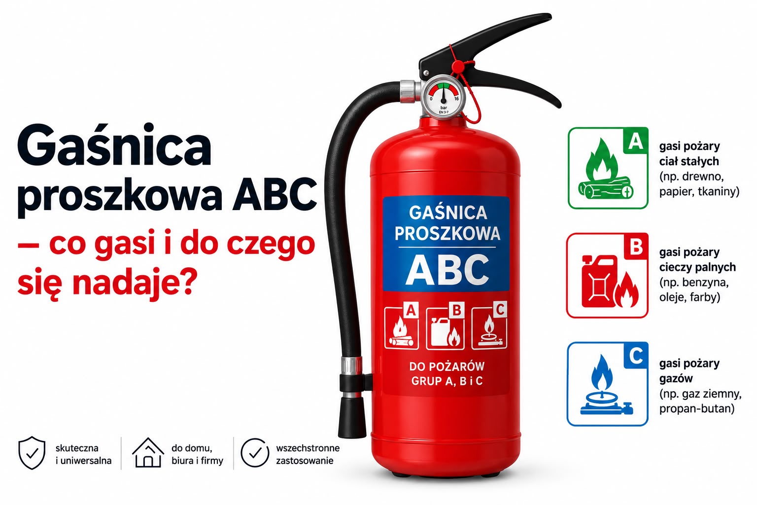 Gaśnica proszkowa ABC – co gasi i do czego się nadaje?