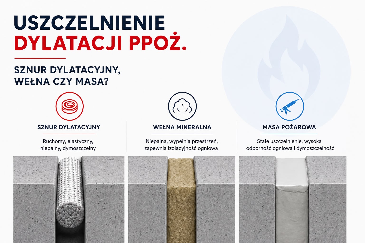 Uszczelnienia dylatacji ppoż. - sznur dylatacyjny, wełna czy masa?