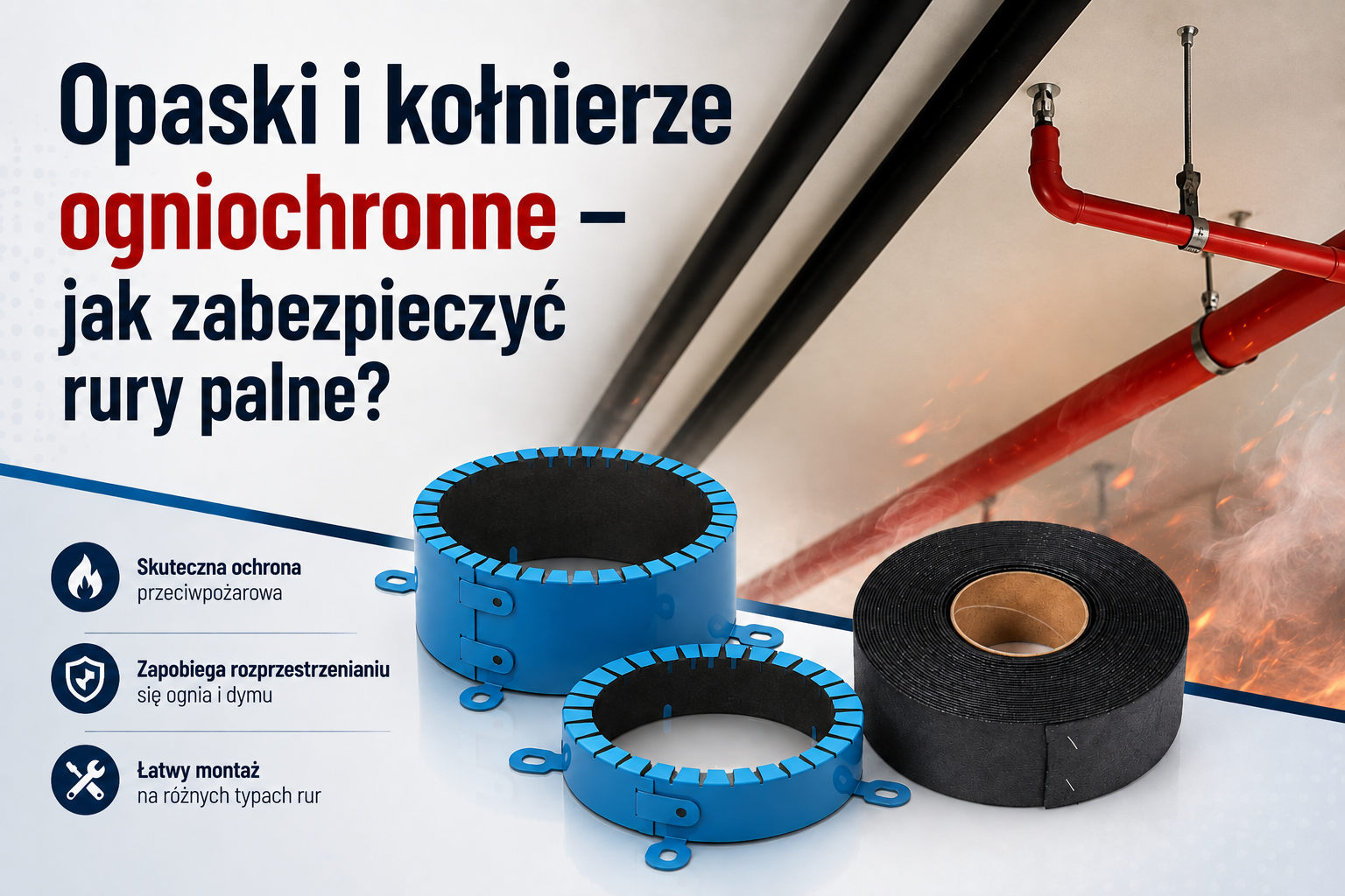 Opaski i kołnierze ogniochronne – jak zabezpieczyć rury palne?
